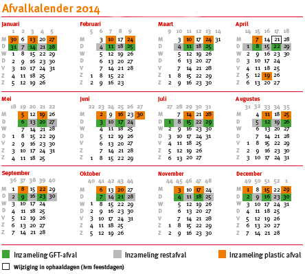 afvalkalender 2014